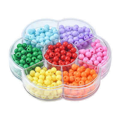 490Pcs 7 Colors Opaque Acrylic Beads SACR-YW0001-49-1