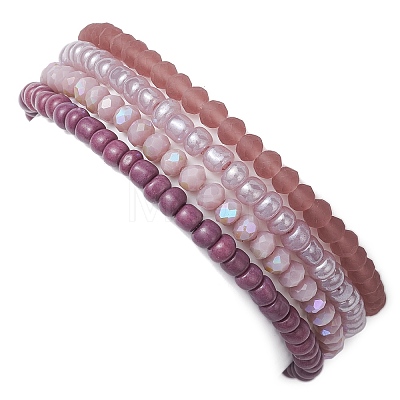 4Pcs 4 Styles Glass Seed Beaded Stretch Bracelet Sets BJEW-JB10606-1