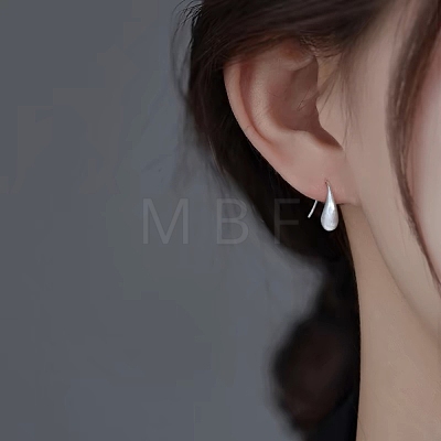 999 Fine Silver Teardeop Dangle Earrings EJEW-P296-29S-1