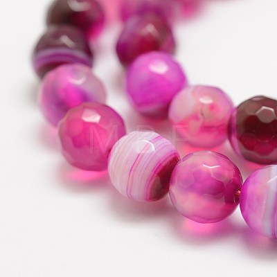 Faceted Natural Striped Agate/Banded Agate Beads Strands G-F447-4mm-H08-1