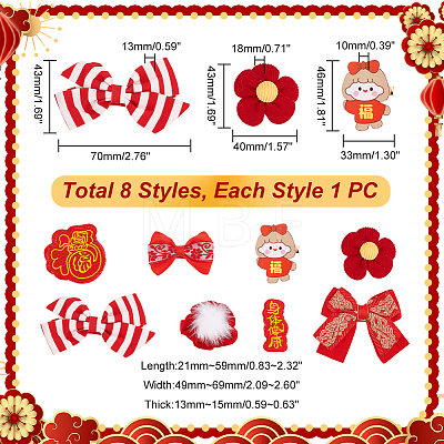 Chinese New Year Bowknot Flower Cloth Alligator Hair Clips Set OHAR-WH0021-31B-1