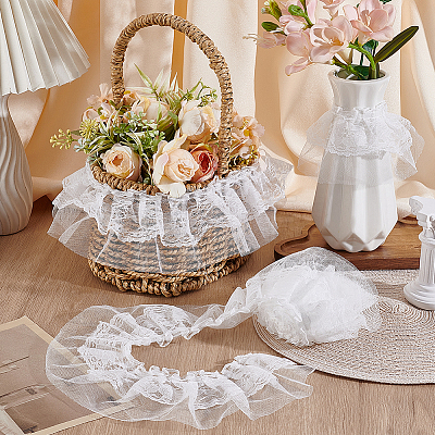 Polyester Flower Lace Ribbon OCOR-WH0105-178A-1