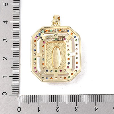 Brass Cubic Zirconia Pendants KK-Z050-32G-02-1