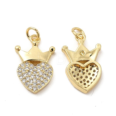 Brass Micro Pave Clear Cubic Zirconia Pendants KK-E068-VB099-1