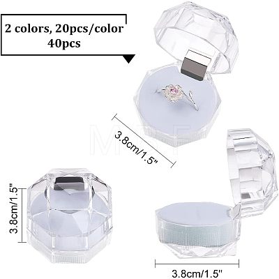 40Pcs 2 Colors Octagon Transparent Plastic Ring Boxes CON-CA0001-019-1