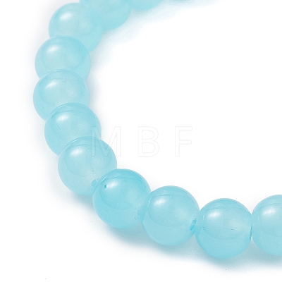 Round Spray Painted Imitation Jade Glass Beads Stretch Bracelets for Women BJEW-JB12881-01-1
