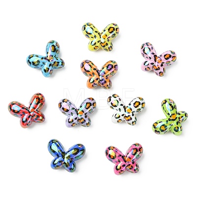 UV Plating Leopard Print Pattern Opaque Acrylic Beads OACR-CJZ0001-03-1