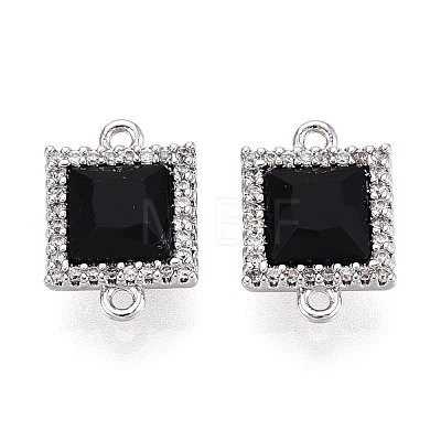 Brass Micro Pave Clear Cubic Zirconia and Glass Connector Charms KK-N287-29P-1