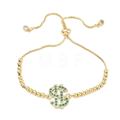 Brass Micro Pave Cubic Zirconia Slider Bracelets KK-H279-14G-01-1