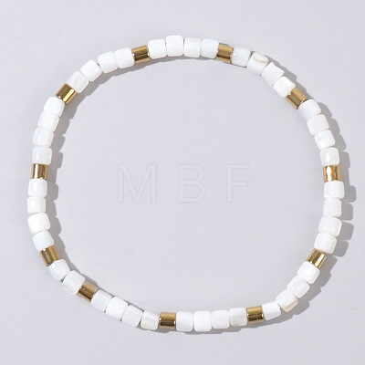 Bohemian Style Natural Shell Column Beads Stretch Bracelets for Women WU0042-1-1