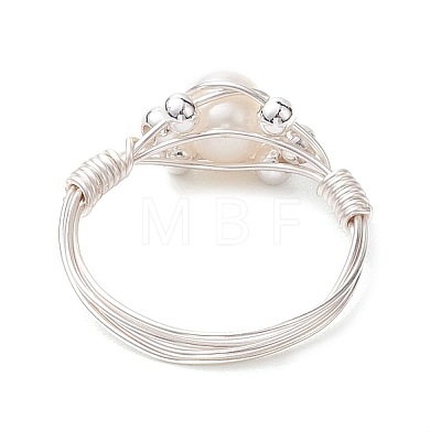 Round Natural Cultured Freshwater Pearl Ring RJEW-JR00708-02-1