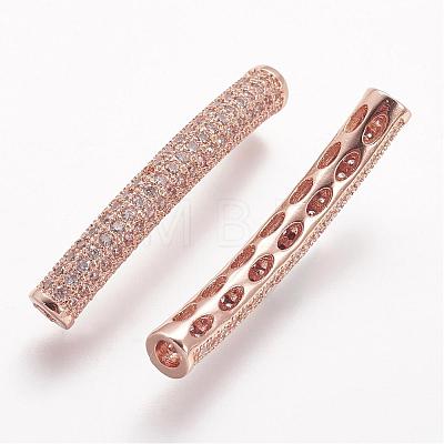 Brass Micro Pave Cubic Zirconia Tube Beads ZIRC-N025-60-1