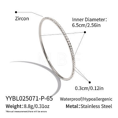 304 Stainless Steel Rhinestone Plain Bangles for Women AF6999-4-1
