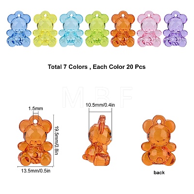 SUNNYCLUE 160Pcs 8 Colors Transparent Acrylic Pendants TACR-SC0001-11-1