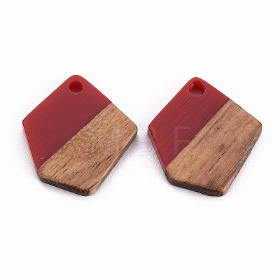 Transparent Resin & Walnut Wood Pendants RESI-S384-003A-A06-1