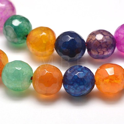 Dyed Natural Agate Faceted Round Beads Strands G-E267-26-1