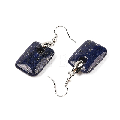 Natutal Dyed Lapis Lazuli Dangle Earrings EJEW-F343-E07-1