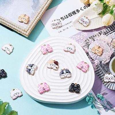 35 Pieces Cat Enamel Charm Pendant Alloy Enamel Animal Charm Mixed Color for Jewelry Necklace Bracelet Earring Making Crafts JX249A-1