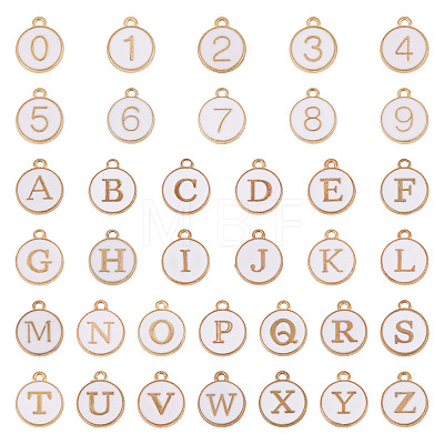 36Pcs 36 Styles Letter A~Z & Number 0~9 Alloy Enamel Charms ENAM-TA0003-11B-1