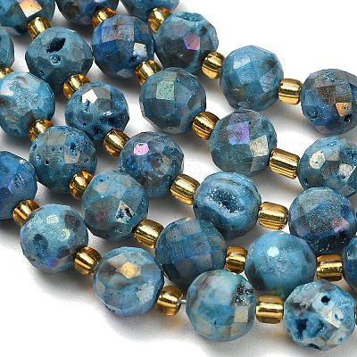 Electroplated Natural Druzy Geode Crystal Beads Strands G-F833-P01-10mm-05-1