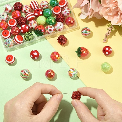 29Pcs 8 Styles Printed Opaque Acrylic Beads MACR-YW0004-84-1