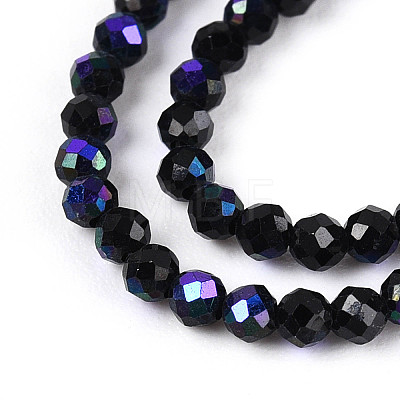 AB Color Plated Natural Black Spinel Beads Strands G-T144-A07-03-1
