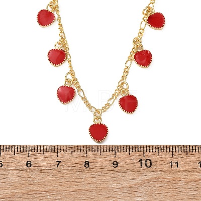 Valentine's Day Brass Enamel Red Heart Pendant Necklaces for Women NJEW-A071-13A-G-1