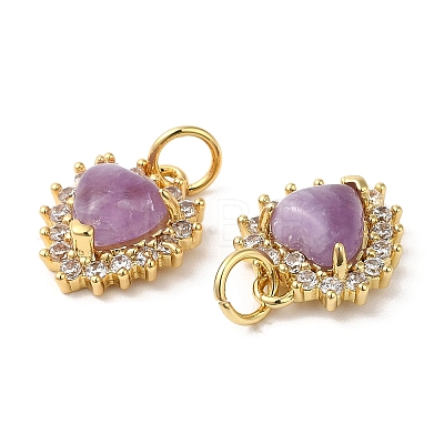 Natural Amethyst Heart Charms G-A034-02G-02-1