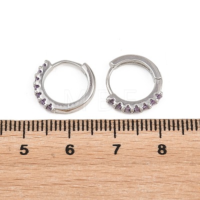 Brass Micro Pave Cubic Zirconia Hoop Earrings KK-Z166-14P-01-1