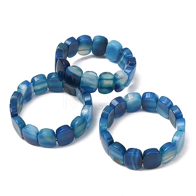 Oval Natural Banded Agate(Dyed & Heated) Beaded Stretch Bracelets for Women Men GG-CBA9ACE-A10-1