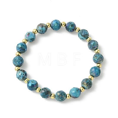 Round Electroplated Natural Druzy Geode Crystal Beaded Bracelets BJEW-JB13924-1