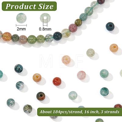 3 Strands Natural Indian Agate Beads Strands G-NB0005-32-1