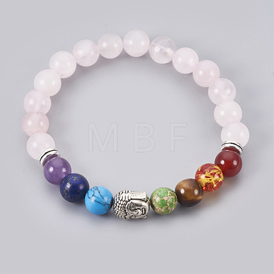 Natural & Synthetic Mixed Stone Stretch Bracelets BJEW-JB03905-1