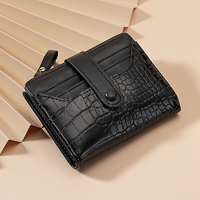 PU Leather Crocodile Textured Zipper Wallets PW-WG74C64-01-1