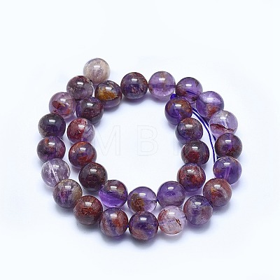 Natural Purple Lodolite Quartz/Purple Phantom Quartz Beads Strands G-J373-05A-12mm-1