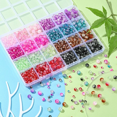 1880Pcs 24 Style Transparent Crackle Glass Beads CCG-YW0001-16-1