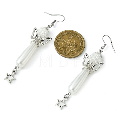 304 Stainless Steel Angel with Star Dangle Earrings EJEW-MZ00225-1