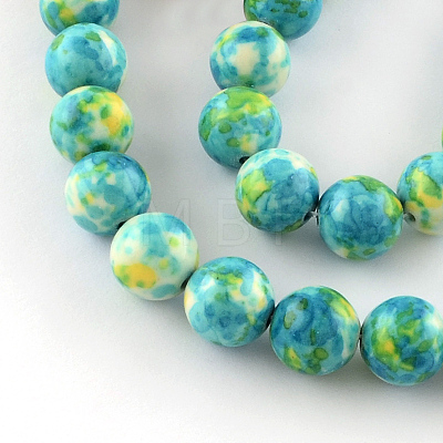Dyed Natural Ocean White Jade Round Bead Strands G-R295-8mm-05-1