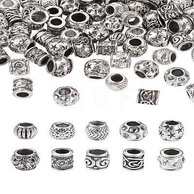 Craftdady 100Pcs 10 Style Tibetan Style Alloy European Beads FIND-CD0001-34-1