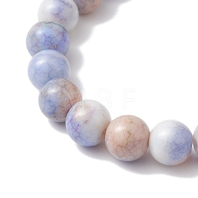 10.5mm Round Opaque Crackle Glass Beaded Stretch Bracelets BJEW-MZ00081-02-1