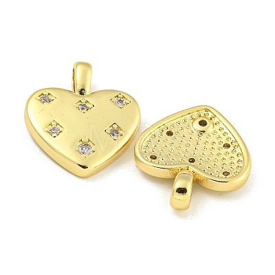 Heart Rack Plating Brass Micro Pave Clear Cubic Zirconia Pendants X-KK-Z053-02G-1