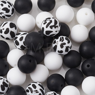 Round Food Grade Eco-Friendly Silicone Focal Beads SIL-YW0001-14A-1