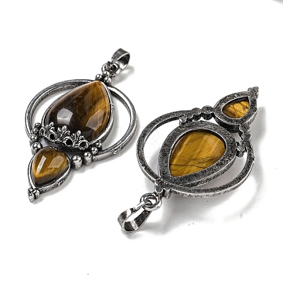 Natural Tiger Eye Pendants G-F766-04AS-01-1