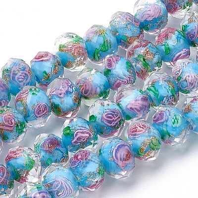 1 Starnd Handmade Gold Sand Lampwork Beads Strands LAMP-PA0001-76A-1