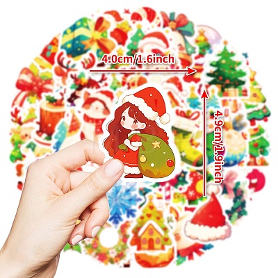 50Pcs Christmas Theme Cartoon Paper Stickers DIY-P085-09-1