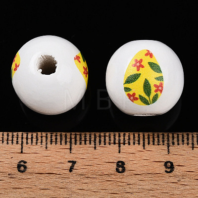 Easter Theme Printed Wood Beads WOOD-T032-22O-1