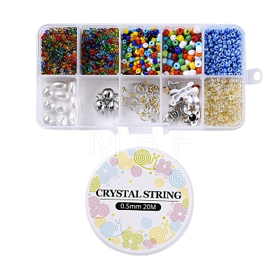 Glass Seed Beads & ABS Plastic Imitation Pearl Beads DIY-YW0002-52-1