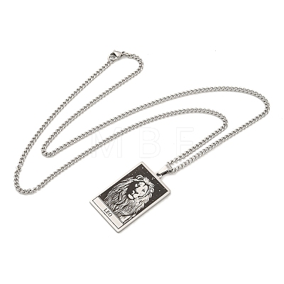 Non-Tarnish 304 Stainless Steel Tarot Pendant Necklaces NJEW-A026-01P-05-1