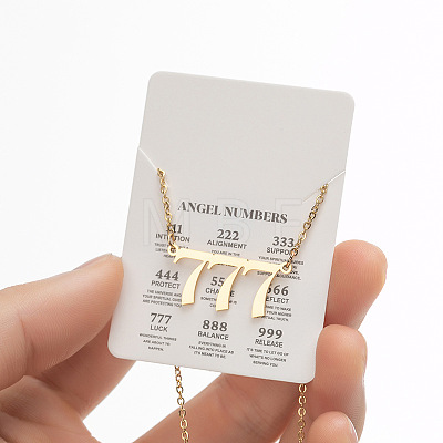 201 Stainless Steel Angel Number Pendant Necklaces for Women FS-WG21275-13-1