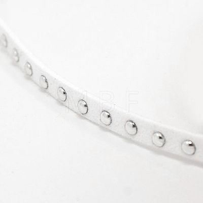 Silver Aluminum Studded Faux Suede Cord LW-D004-03-S-1